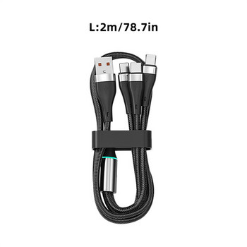 100W 3 в 1 Type C Micro USB кабел за данни Смартфон Дишаща светлина Кабели за бързо зареждане Универсално многопортово зарядно за телефон Линия 2 м