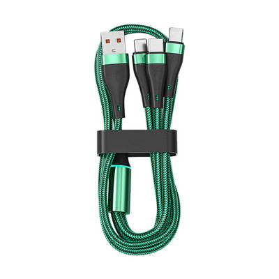 100W 3-ühes C-tüüpi mikro-USB-andmete kaabel Nutitelefoni hingav valgus kiirlaadimiskaablid Universaalne mitme pordiga telefoni laadimisliin 2 m