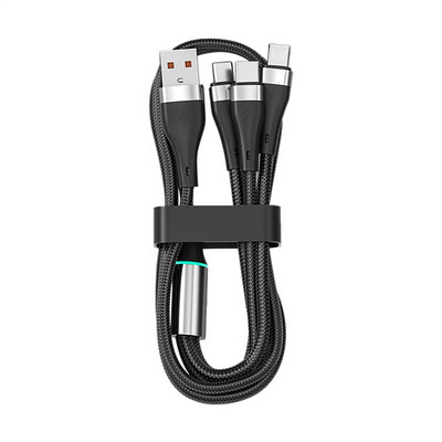 100W 3-ühes C-tüüpi mikro-USB-andmete kaabel Nutitelefoni hingav valgus kiirlaadimiskaablid Universaalne mitme pordiga telefoni laadimisliin 2 m