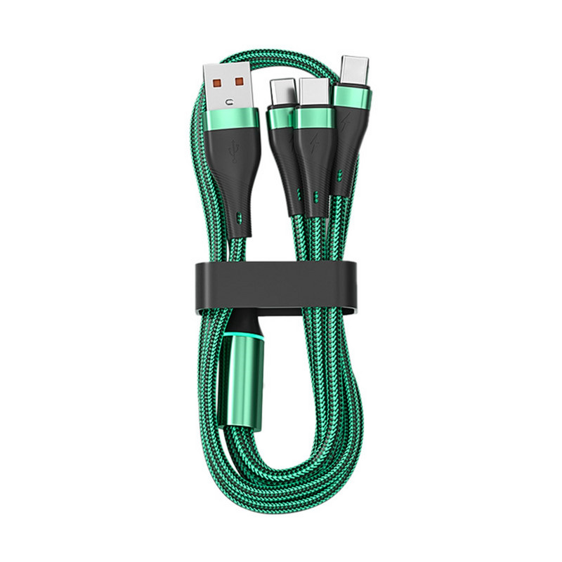 100 W 3 u 1 tip C Micro USB podatkovni kabel Svjetlo za disanje pametnog telefona Kabeli za brzo punjenje Univerzalna linija punjača za telefon s više priključaka 2 m