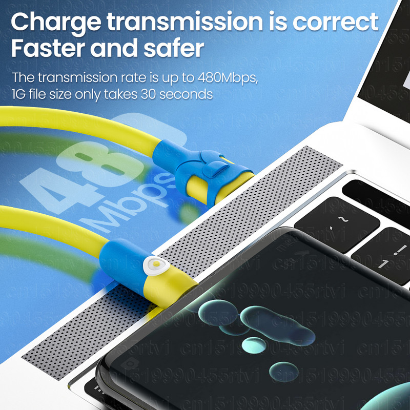 6A USB tipo C laidas, skirtas Huawei Honor Xiaomi USB Type C įkroviklio laidas 2.4A, skirtas iPhone 15 14 13 12 11 Pro Max Xs X 8 Plus Cable 2M