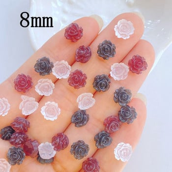 100 τμχ New Resin Cute Mini Camellia Flat back Stone Applique Figurines DIY Wedding Scrapbook Αξεσουάρ μανικιούρ