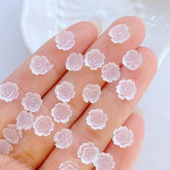 100 τμχ New Resin Cute Mini Camellia Flat back Stone Applique Figurines DIY Wedding Scrapbook Αξεσουάρ μανικιούρ