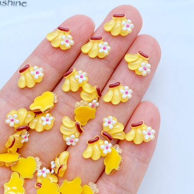 50gab Charms Kawaii Banana Nail Rhinestones Dārgakmeņi Glitter Akrila Nagu mākslas rotaslietas Manikīrs Nagu dekorēšanas piederumi