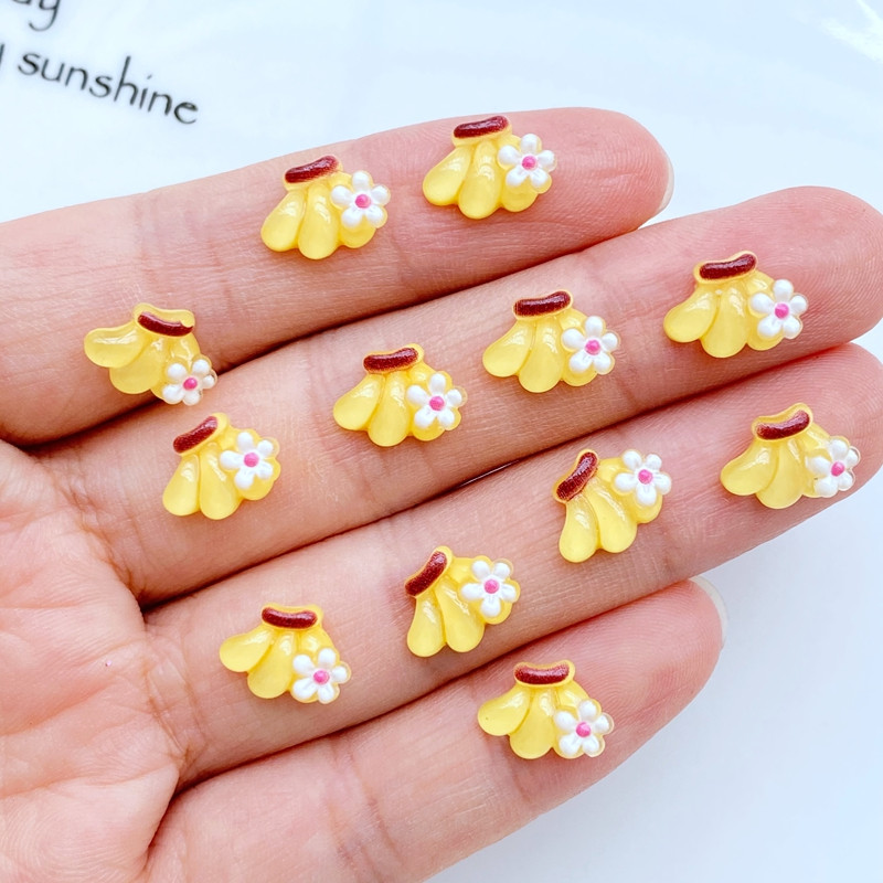 50vnt Charms Kawaii Banana Nagų Kalnų krištolas Brangakmeniai Blizgučiai Akrilas Nagų dailės Papuošalai Manikiūras Nagų dekoravimo Priedai