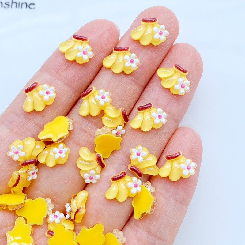 50vnt Charms Kawaii Banana Nagų Kalnų krištolas Brangakmeniai Blizgučiai Akrilas Nagų dailės Papuošalai Manikiūras Nagų dekoravimo Priedai