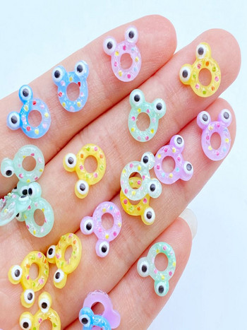 3D Charms Cute Mini Frog Nail Rhinestones Πολύτιμοι λίθοι Glitter 50τμχ Ρητίνη Nail Art Κοσμήματα Μανικιούρ Αξεσουάρ Νυχιών Διακόσμησης