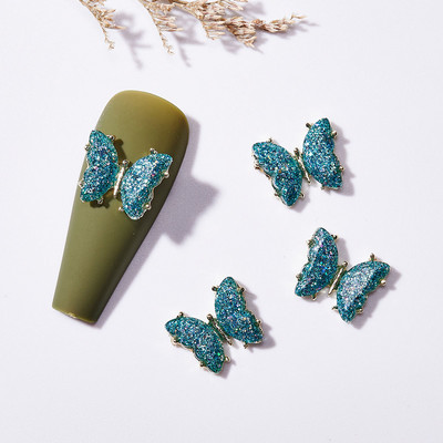 10/5 vnt Butterfly lydinio nagų dailės papuošalų žavesys 3D drugelis aukso/sidabro cirkonio deimantas „pasidaryk pats“ nagų dailės dekoravimo priedai #JE8