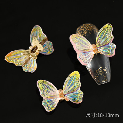 10/5 vnt Butterfly lydinio nagų dailės papuošalų žavesys 3D drugelis aukso/sidabro cirkonio deimantas „pasidaryk pats“ nagų dailės dekoravimo priedai #JE8