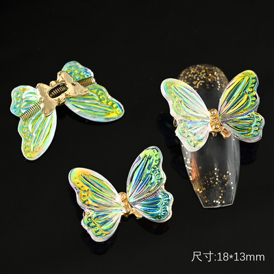 10/5 vnt Butterfly lydinio nagų dailės papuošalų žavesys 3D drugelis aukso/sidabro cirkonio deimantas „pasidaryk pats“ nagų dailės dekoravimo priedai #JE8