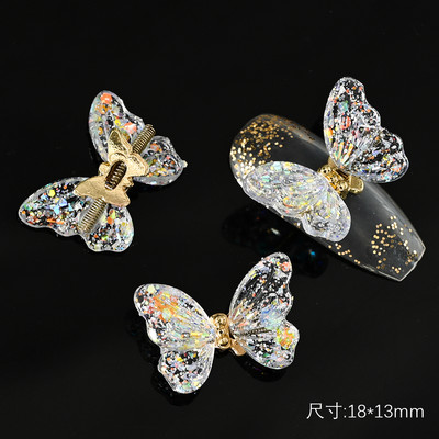 10/5 vnt Butterfly lydinio nagų dailės papuošalų žavesys 3D drugelis aukso/sidabro cirkonio deimantas „pasidaryk pats“ nagų dailės dekoravimo priedai #JE8