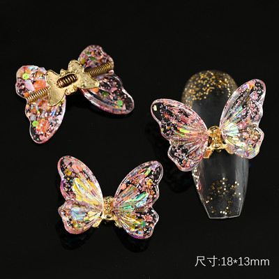 10/5 vnt Butterfly lydinio nagų dailės papuošalų žavesys 3D drugelis aukso/sidabro cirkonio deimantas „pasidaryk pats“ nagų dailės dekoravimo priedai #JE8