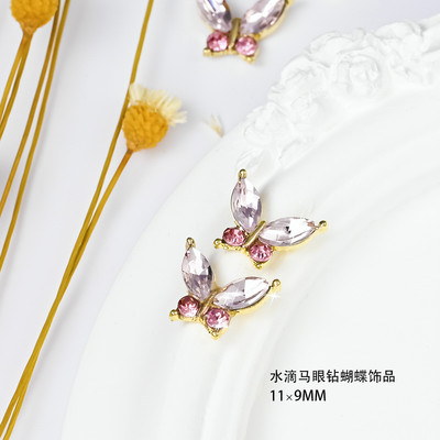 10/5 vnt Butterfly lydinio nagų dailės papuošalų žavesys 3D drugelis aukso/sidabro cirkonio deimantas „pasidaryk pats“ nagų dailės dekoravimo priedai #JE8