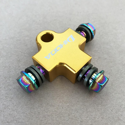 Motorkerékpár hidraulikus fékolaj tömlő pólócsatlakozó póló illeszték póló csatlakozó szennyeződéstartó kerékpárhoz ATV fékrendszer 3 utas adapter