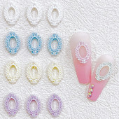 30 vnt. mišrių spalvų tuščiaviduriai ovalūs nagų rėmo žavesiai Priedai 3D nagų dailės puošmenos Medžiagos Medžiagos Manikiūras Deocr Dalys