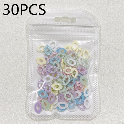 30 vnt. mišrių spalvų tuščiaviduriai ovalūs nagų rėmo žavesiai Priedai 3D nagų dailės puošmenos Medžiagos Medžiagos Manikiūras Deocr Dalys