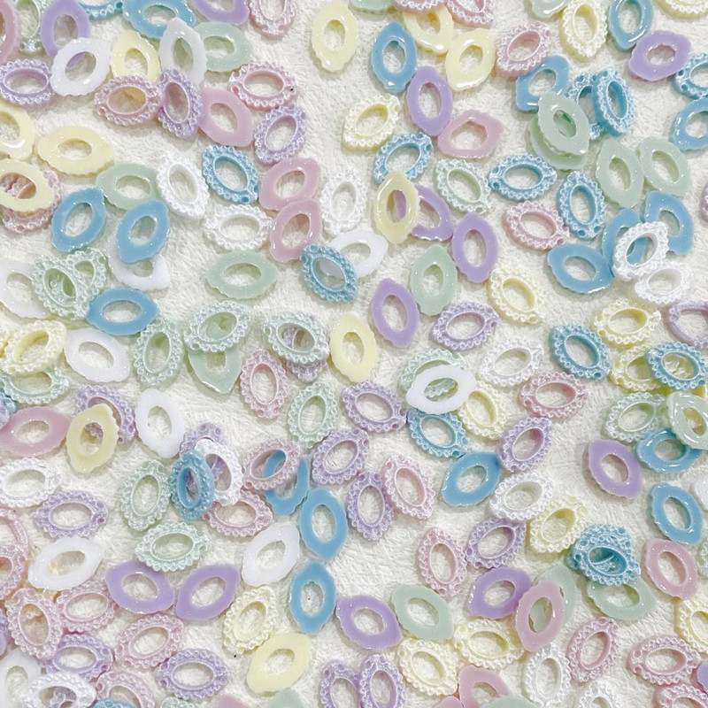 30 vnt. mišrių spalvų tuščiaviduriai ovalūs nagų rėmo žavesiai Priedai 3D nagų dailės puošmenos Medžiagos Medžiagos Manikiūras Deocr Dalys