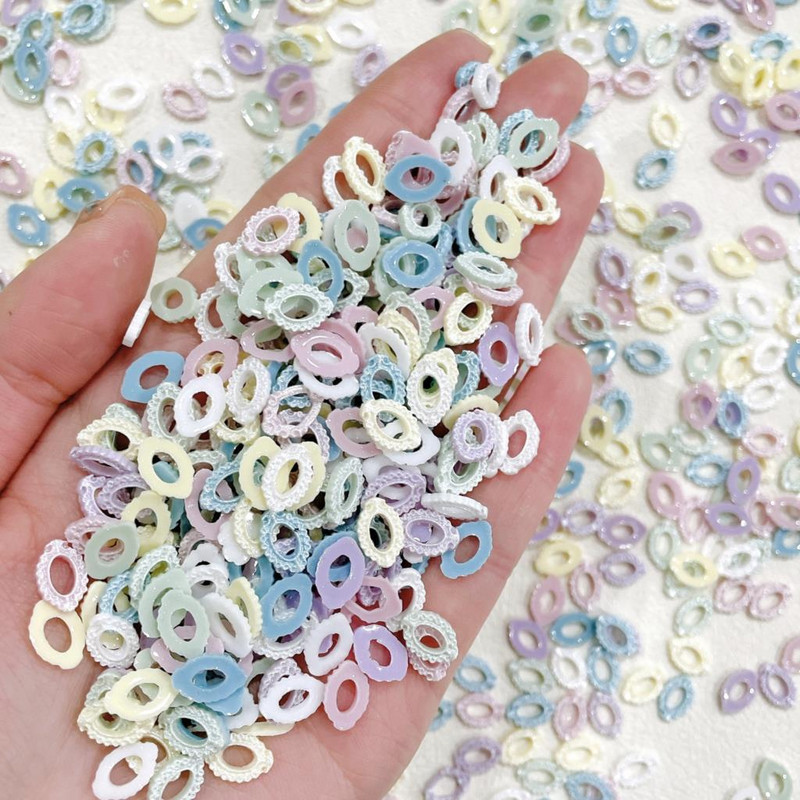 30 vnt. mišrių spalvų tuščiaviduriai ovalūs nagų rėmo žavesiai Priedai 3D nagų dailės puošmenos Medžiagos Medžiagos Manikiūras Deocr Dalys