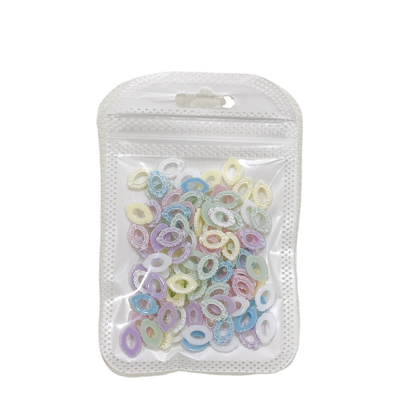 30 vnt. mišrių spalvų tuščiaviduriai ovalūs nagų rėmo žavesiai Priedai 3D nagų dailės puošmenos Medžiagos Medžiagos Manikiūras Deocr Dalys