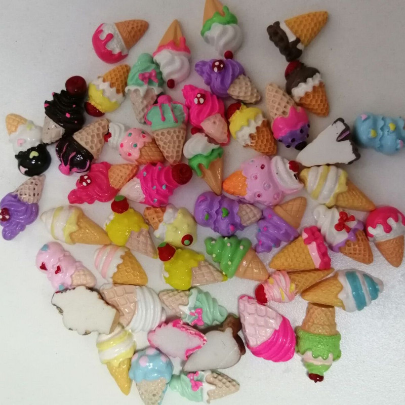 20 vnt. spurga nagų žavesys DONUT ledinuko formos pakabukai akriliniams nagams dervos nagų dailė.