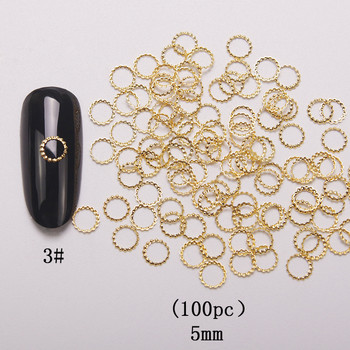HNUIX 100 τμχ καινούργιο 3d nail art deco ασημί μίνι ιαπωνικό κράμα χρυσού κούφιο πριτσίνια εργαλεία υλικού kawaii κύκλο καρφί