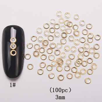 HNUIX 100 τμχ καινούργιο 3d nail art deco ασημί μίνι ιαπωνικό κράμα χρυσού κούφιο πριτσίνια εργαλεία υλικού kawaii κύκλο καρφί