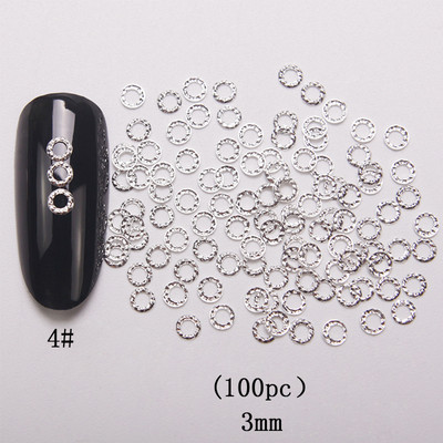 HNUIX 100 buc noi 3d nail art deco argint mini japonia din aliaj de aur nituri goale instrumente hardware kawaii cerc unghii