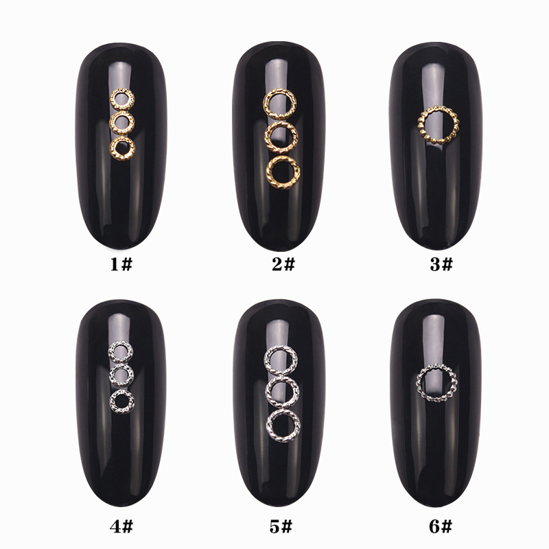 HNUIX 100 buc noi 3d nail art deco argint mini japonia din aliaj de aur nituri goale instrumente hardware kawaii cerc unghii