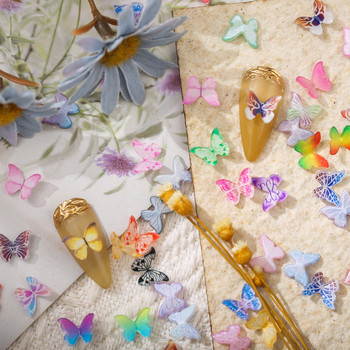 50 бр. Пеперуда за нокти, цветна интелигентна 3D гладка малка цветна пеперуда, печат, недеформируема декорация за нокти