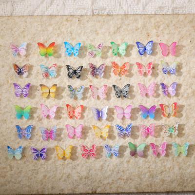 50 vnt Nail Butterfly Fairy Color Smart 3D sklandžiai mažas drugelis spalvotas dažymas spausdinimas nedeformuojamas nagų dekoravimas