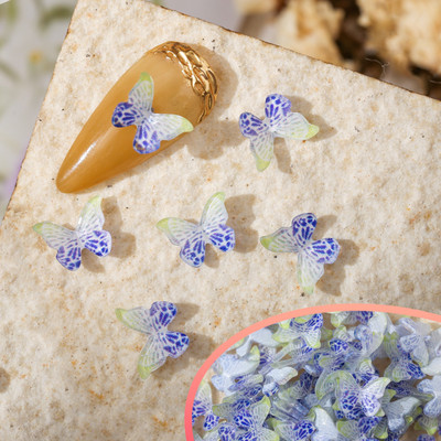 50 vnt Nail Butterfly Fairy Color Smart 3D sklandžiai mažas drugelis spalvotas dažymas spausdinimas nedeformuojamas nagų dekoravimas