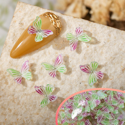 50 vnt Nail Butterfly Fairy Color Smart 3D sklandžiai mažas drugelis spalvotas dažymas spausdinimas nedeformuojamas nagų dekoravimas