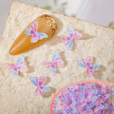 50 vnt Nail Butterfly Fairy Color Smart 3D sklandžiai mažas drugelis spalvotas dažymas spausdinimas nedeformuojamas nagų dekoravimas