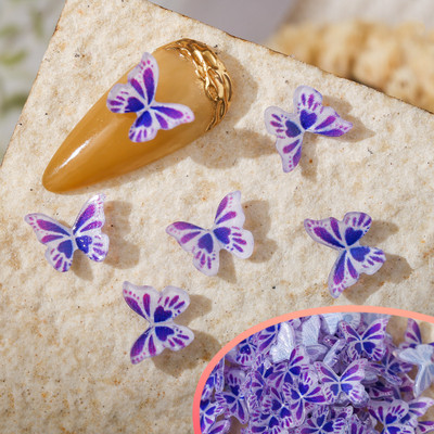 50 vnt Nail Butterfly Fairy Color Smart 3D sklandžiai mažas drugelis spalvotas dažymas spausdinimas nedeformuojamas nagų dekoravimas