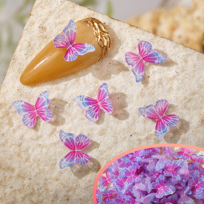 50 vnt Nail Butterfly Fairy Color Smart 3D sklandžiai mažas drugelis spalvotas dažymas spausdinimas nedeformuojamas nagų dekoravimas