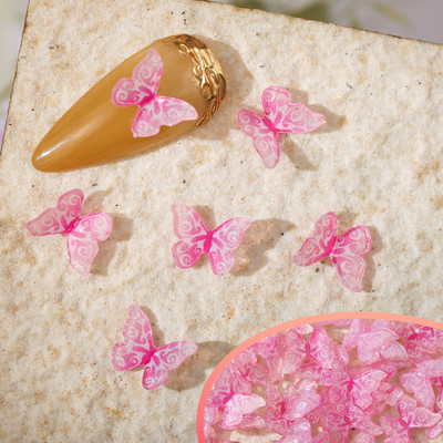 50 vnt Nail Butterfly Fairy Color Smart 3D sklandžiai mažas drugelis spalvotas dažymas spausdinimas nedeformuojamas nagų dekoravimas