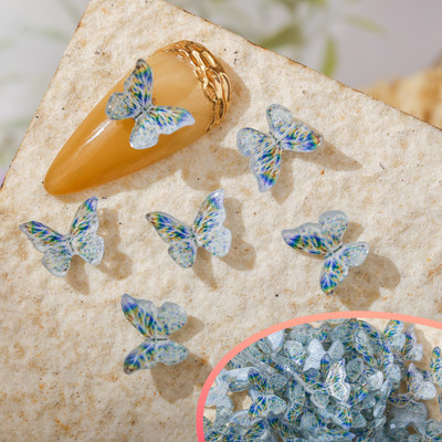 50 vnt Nail Butterfly Fairy Color Smart 3D sklandžiai mažas drugelis spalvotas dažymas spausdinimas nedeformuojamas nagų dekoravimas
