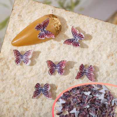 50 vnt Nail Butterfly Fairy Color Smart 3D sklandžiai mažas drugelis spalvotas dažymas spausdinimas nedeformuojamas nagų dekoravimas