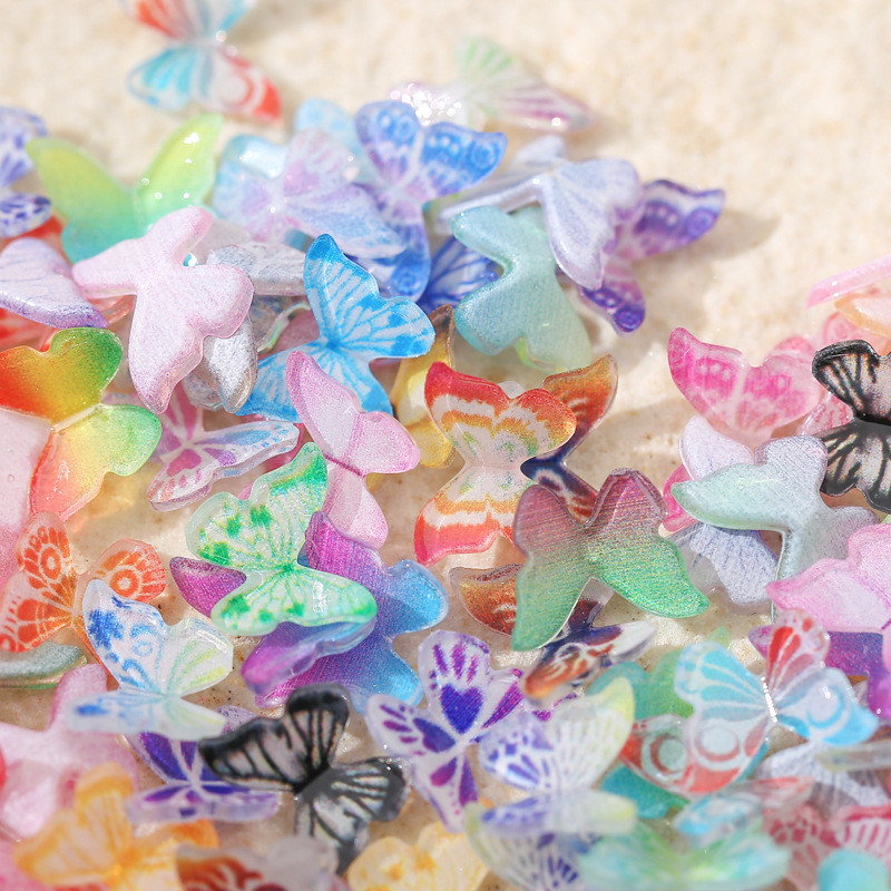 50 vnt Nail Butterfly Fairy Color Smart 3D sklandžiai mažas drugelis spalvotas dažymas spausdinimas nedeformuojamas nagų dekoravimas
