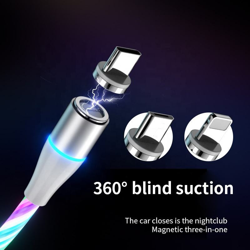 MVQF 6A Cablu magnetic de încărcare rapidă 120W Cablu micro USB LED cu lumină curgătoare pentru încărcare Xiaomi Cablu tip C pentru încărcător iPhone