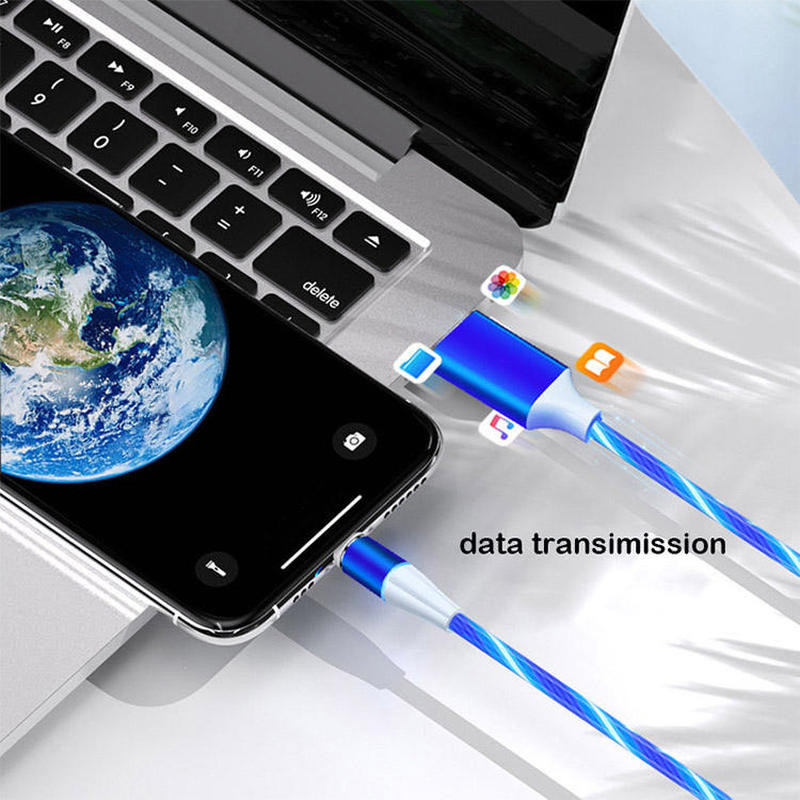 MVQF 6A Cablu magnetic de încărcare rapidă 120W Cablu micro USB LED cu lumină curgătoare pentru încărcare Xiaomi Cablu tip C pentru încărcător iPhone