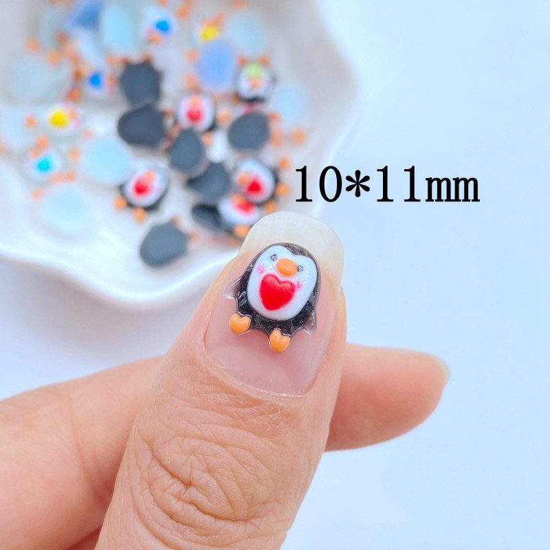 50vnt 3D Charms Kawaii Cartoon Mix Love Penguin Nail Art Papuošalai Manikiūras Nagų dekoravimo Priedai