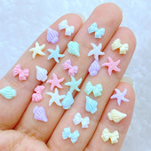 100 dervų, miela, spalvinga mini blizganti jūros žvaigždė, kriauklė, brangakmenis, plokščias akmeninis lipdukas „pasidaryk pats“ namų nagų amatų reikmenys vaisinių iškarpų knygelė