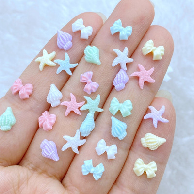 100 dervų, miela, spalvinga mini blizganti jūros žvaigždė, kriauklė, brangakmenis, plokščias akmeninis lipdukas „pasidaryk pats“ namų nagų amatų reikmenys vaisinių iškarpų knygelė