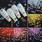 1Bag Sparkly Paillette Suurtähega Inglise Kirjaga Nael Litrid Värvid Holograafilised Küünte Glitter 3D Helbed Viilud Kunsti Aksessuaarid