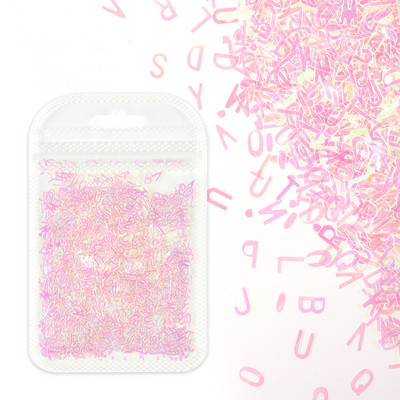 1Bag Sparkly Paillette Suurtähega Inglise Kirjaga Nael Litrid Värvid Holograafilised Küünte Glitter 3D Helbed Viilud Kunsti Aksessuaarid