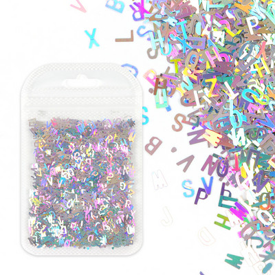 1Bag Sparkly Paillette Suurtähega Inglise Kirjaga Nael Litrid Värvid Holograafilised Küünte Glitter 3D Helbed Viilud Kunsti Aksessuaarid