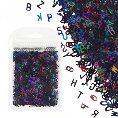 1Bag Sparkly Paillette Suurtähega Inglise Kirjaga Nael Litrid Värvid Holograafilised Küünte Glitter 3D Helbed Viilud Kunsti Aksessuaarid