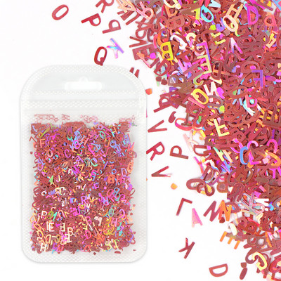 1Bag Sparkly Paillette Suurtähega Inglise Kirjaga Nael Litrid Värvid Holograafilised Küünte Glitter 3D Helbed Viilud Kunsti Aksessuaarid