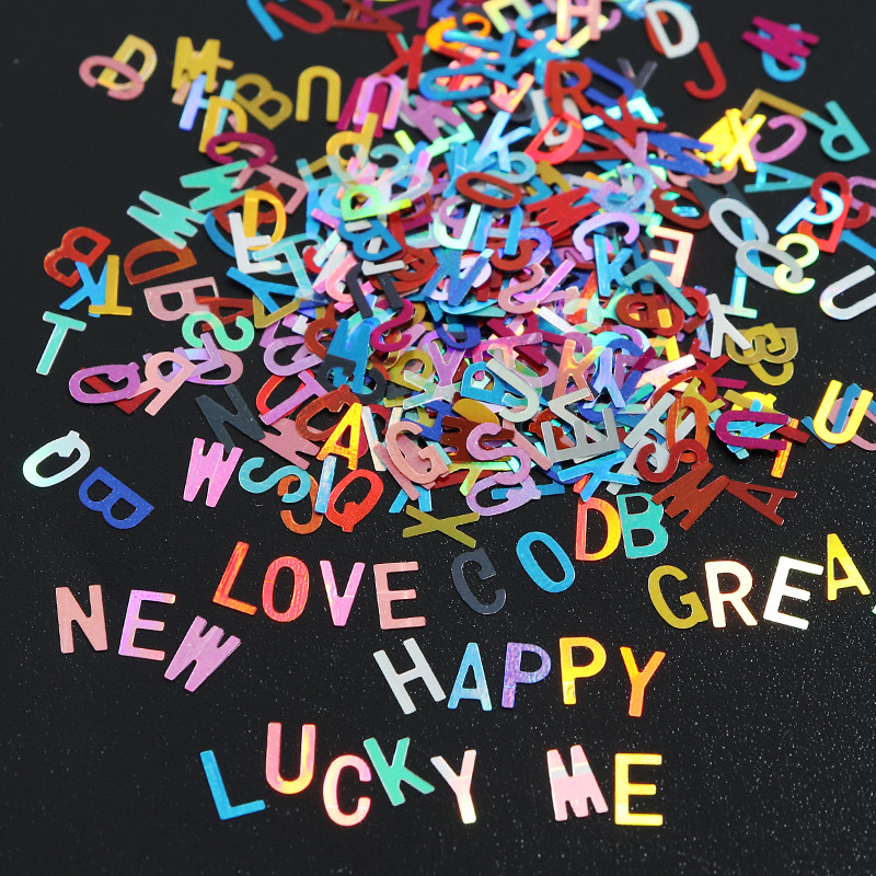 1 vrećica Svjetlucava paillette velika slova engleska slova šljokice za nokte holografske šljokice za nokte 3D ljuskice kriške umjetnički dodaci